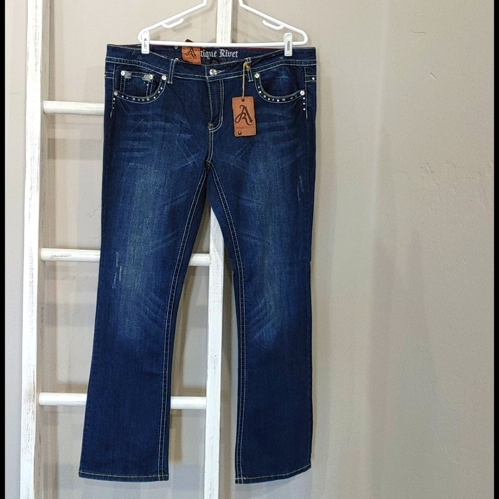 Dark wash boot cut jeans